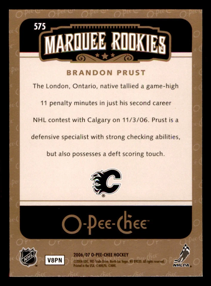 2006-07 O-Pee-Chee #575 Brandon Prust RC - Image 2 of 2
