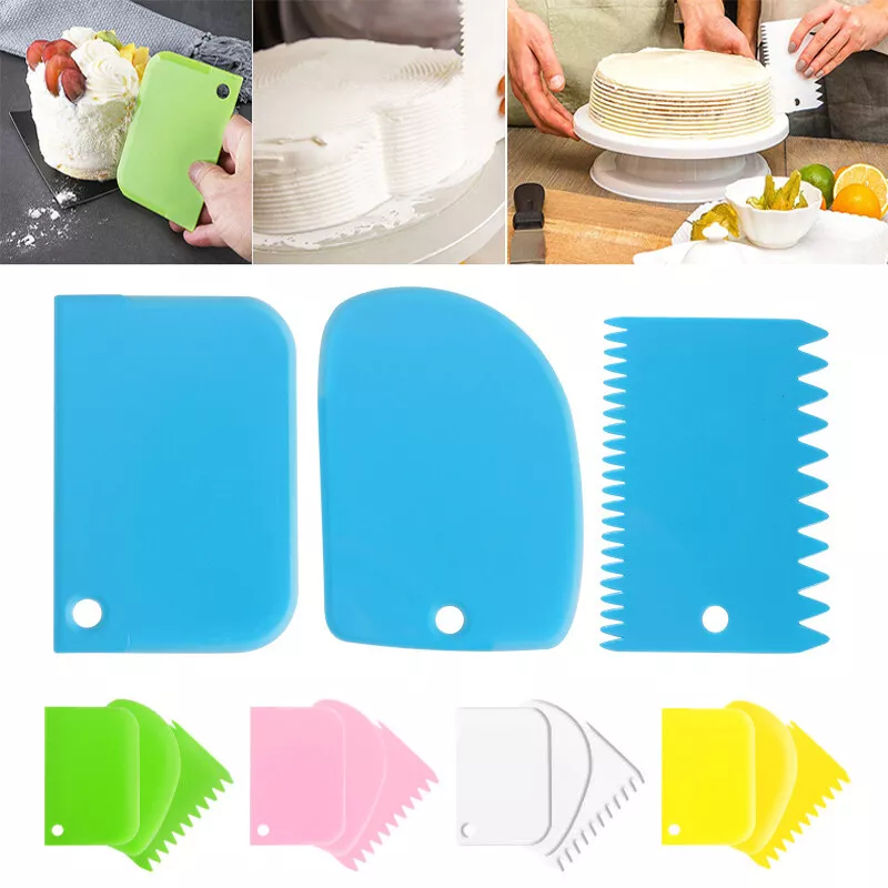 Plastic Dough Scraper Knife Smooth Pastry Spatula Baking Tool 3PCS Cake  Cutter N