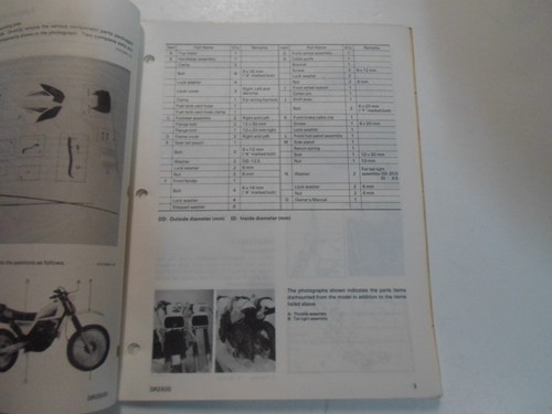 1983 Suzuki DR250D Montaje Pre Entrega Servicio Guía Manual Fábrica OEM Oferta - Imagen 5 de 12