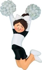 Cheerleader in Black brunette Ornament PERSONALIZED FREE