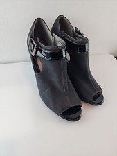 LifeStride Size 9 M Simply Comfort Heel 3.5  Open Toe Black Buckle