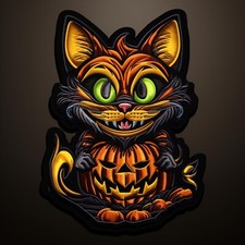 Halloween Black Cat Patch Iron-on Applique Spooky Scary Decorative Craft