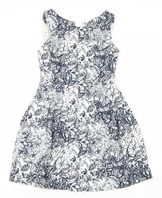 Zara Basic Damen Kleid Mehrfarbig Blumen A-Linie