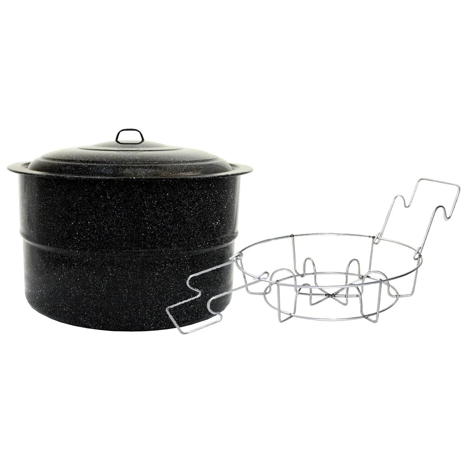 Water Bath Canner with Collapsible Jar Rack 33 Quarts Speckled Black