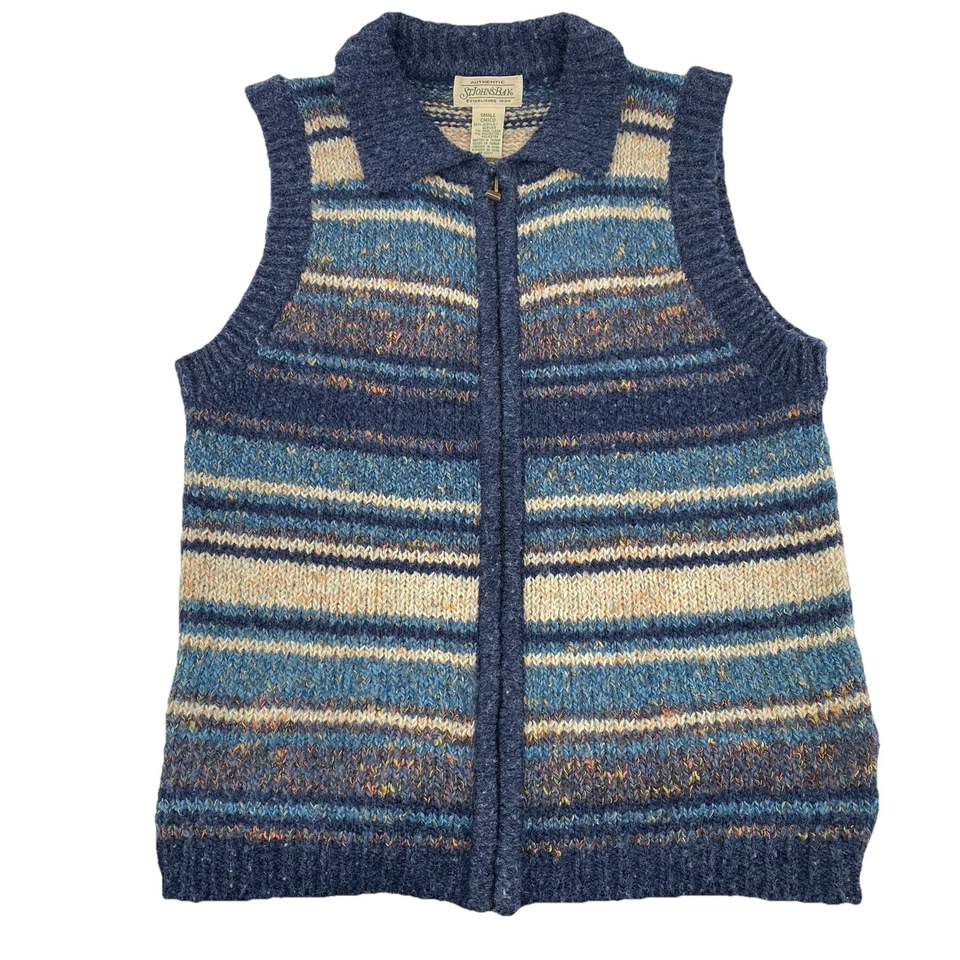 Vtg St Johns Bay Sweater Vest Wool Blend Small Multicolor Cabin Core Grandpa - Image 2 of 4