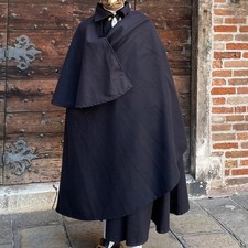 Men's cloak with black cape, full circle, handmade wool coat