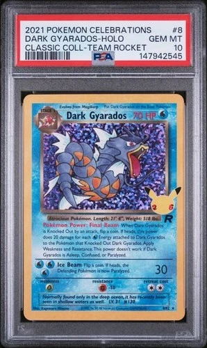 PSA 10 Dark Gyarados Celebrations 25th Anniversary 8/82 Pokemon Card Holo 2021
