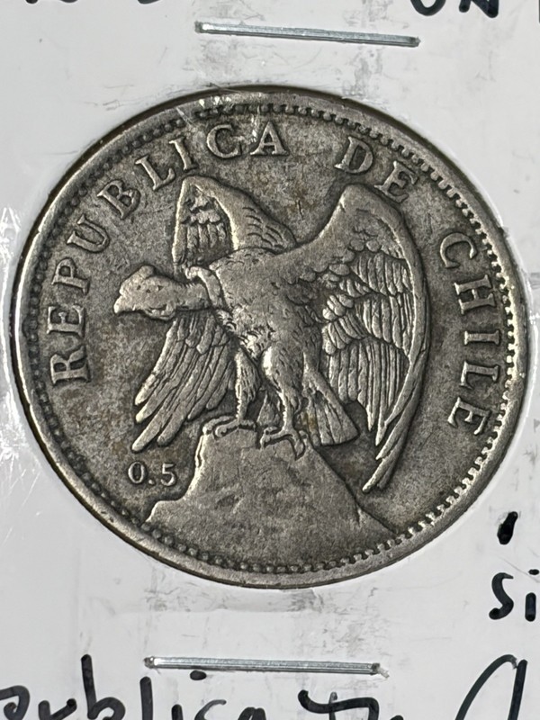1922 So CHILE UN PESO VF Santiago Mint
