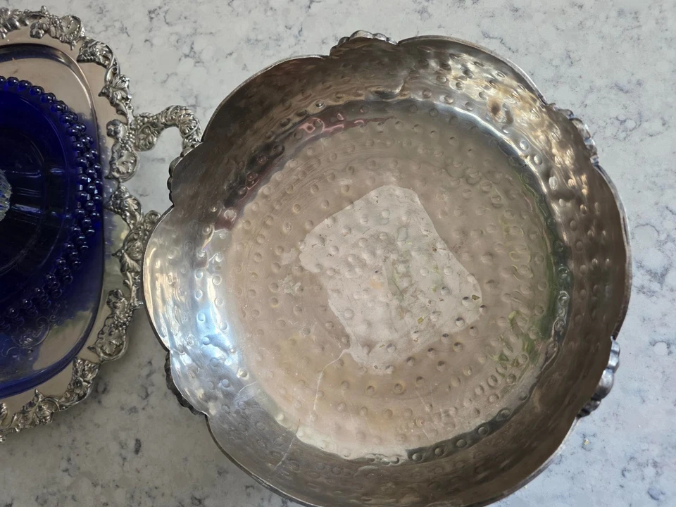 Cuenco Art Nouveau con Detalles Florales 9.25" Decoración Hogar Arañazos Foto 2 de 4