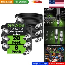 Durable 20ft XLR Microphone Cable - 6-Pack with Lifetime Replacement Guarantee