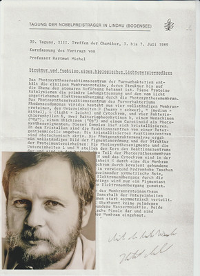 Nobelpreisträger Hartmut Michel, orig sign Kurzfassung 1 Seite