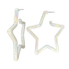 80 90s colorful star hoop earrings Colorful Big Hoop Earrings Retro Neon Earring