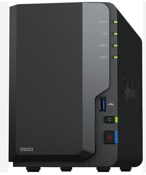Synology DiskStation DS223 2 Bay NAS Storage Array 2x8TB HDD- Black