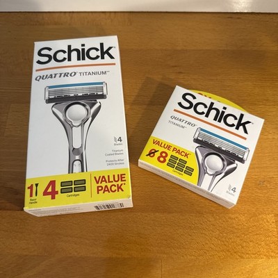Schick Quattro Titanium Razor Handle + 12 Replacement Cartridges Value Pack