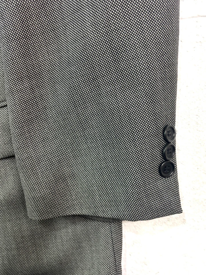 vtg 90s Issimo Italy 44S 36x28 2pc Black White Nailhead Double Breasted Suit - Image 3 of 4