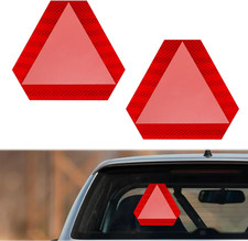 2 PCS Slow Moving Vehicle Signs, Reflective Diamond Grade Stickers 7x8", Safety