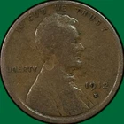 1912-D Lincoln Wheat Cent Very Good VG Coin, Damage #37487