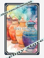 Clay Jars Metal Tin Sign Egyptian Ceramic Vessels ancient jars