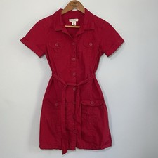 Vintage Youth XL 14/16 Dress Cherokee Red Button Down Belt 90s 80s Kids Girls