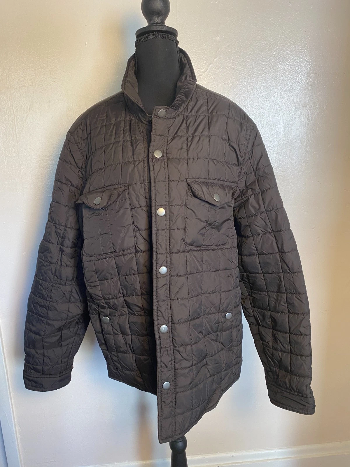 Tasso Elba Men's Quilted Bubble Black Coat Size XL