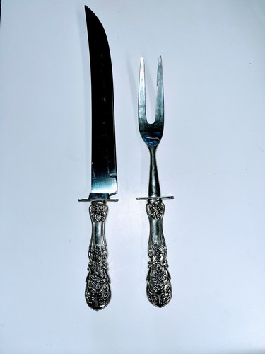 International Silver Company "French Rose" Carving Knife & Meat Fork Set