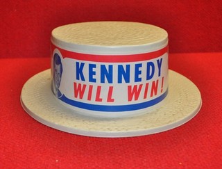 1968 Robert Kennedy Political Campaign Plastic Boater Hat KENNEDY WILL WIN