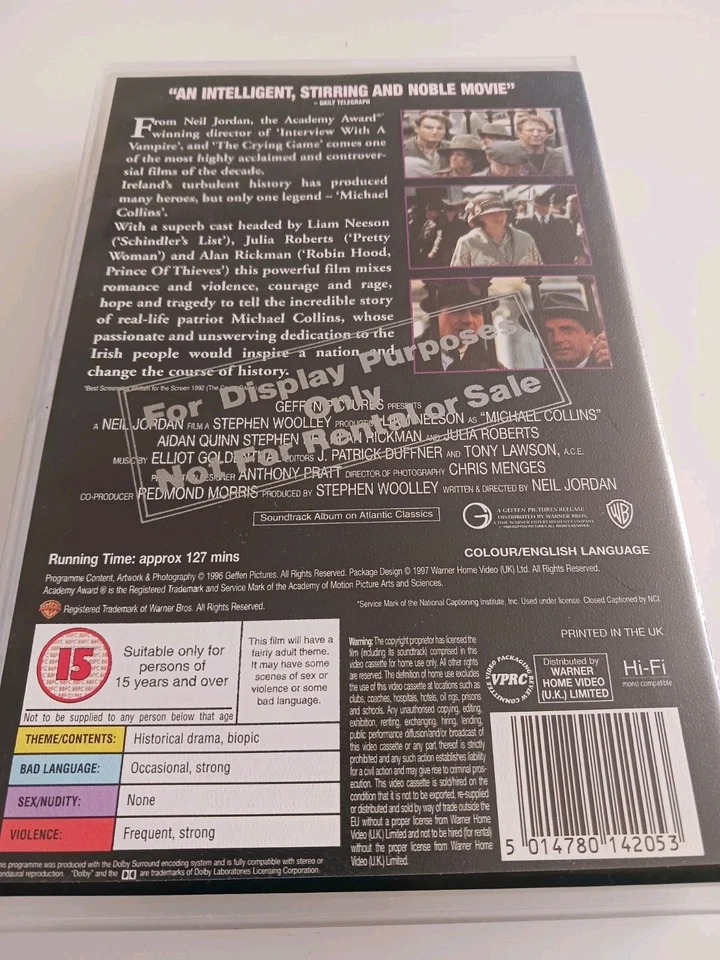 Michael Collins VHS 1997 SAMPLE Promo Dealer Preview Warner Home Video RARE Foto 4 de 4