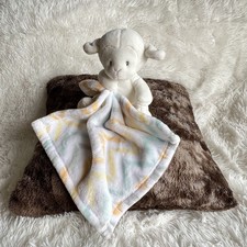 Little Miracles White Baby Lamb with Chevron Blanket Lovey Security Plush Toy