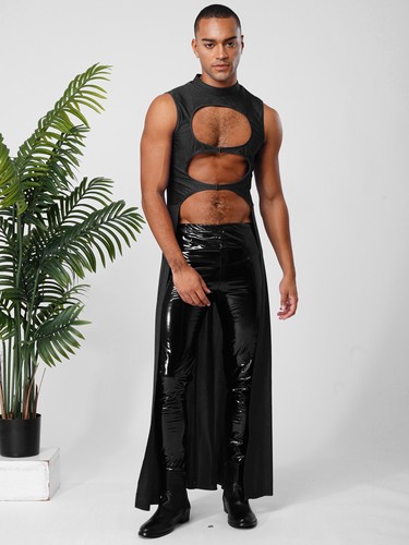 Mens Capes Long Coats Party Cloaks Sleeveless Tops Open Costumes Renaissance - Picture 27 of 69