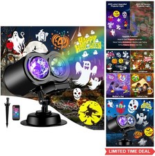 Halloween Projector Light 19 Slides 76 Patterns 11 Holiday Themes 32ft Range