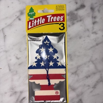 Little Trees Air Freshener Vanillaroma Scent 3 Pack USA American Flag New Sealed
