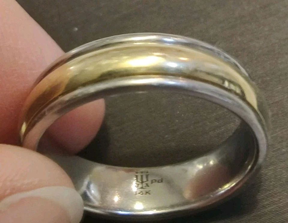 Anillo James Avery Oro 14k y Paladio Banda Ancha Talla 10 Para Hombre - 9,7 Gramos  Foto 3 de 4