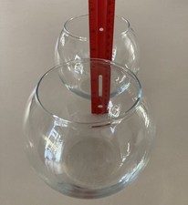 Lot of 2 Vintage Medium Clear Glass Bubble Fish Bowl Vase 5 Tall as Shown