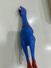 Funny Squeaky Rubber Chicken Dog Toy Blue Red Stretch Chew Pet Toy Noise Maker
