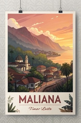 Mystical Maliana, Timor-Leste - Lebendiges Reiseposter Kunstdruck A1-A4 Poster Kunst