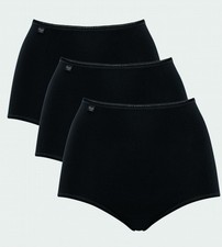 Image of Sloggi 24/7 Black Maxi Knickers Lycra Freefit 3 Pack Soft Organic Cotton