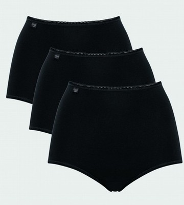 Sloggi 24/7 Black Maxi Knickers Lycra Freefit 3 Pack Soft Organic Cotton