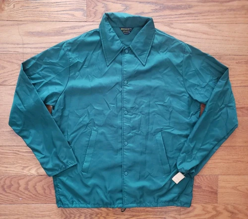 COACH Bomber uomo JC Penney nuovo vintage anni 70 nylon verde giacca allenatore taglia large anni 80