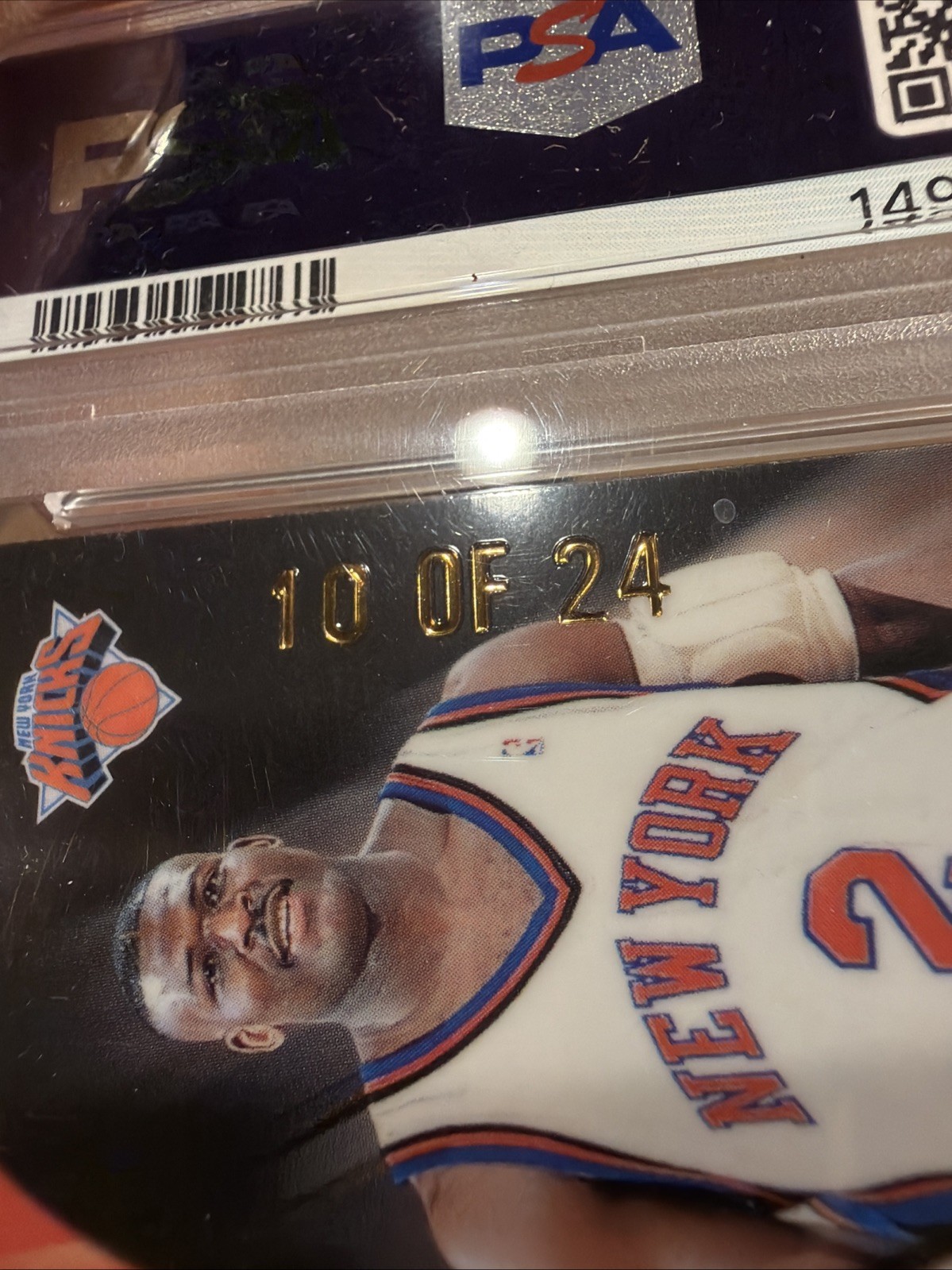 1998 Fleer Brilliants #64TG Larry Johnson 24KT Gold /24 PSA 8 Pop 3 None Higher view 5