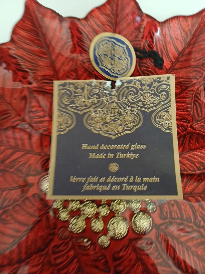 Juego de 3 platos de caramelo/lateral de vidrio de flor de pascua rojo y dorado de 9" Foto 2 de 4