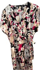 KENNETH COLE Womens Sheath Sleeveless Wrap Dress Size M Graphic Pattern Tie