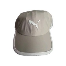 Gorra de béisbol Puma color caqui tostado ajustable sombrero de rendimiento blanco logotipo de silicona NUEVO