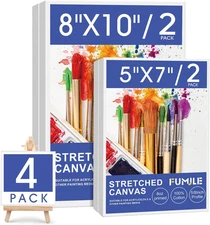 Stretched Canvas for Painting, Canvases for Painting Multi 4 Pack 5x7,8x10 (2 of