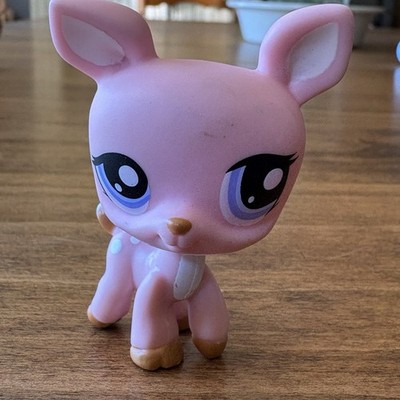 Authentic Littlest Pet Shop LPS #1413 Pink deer Purple dotted eyes