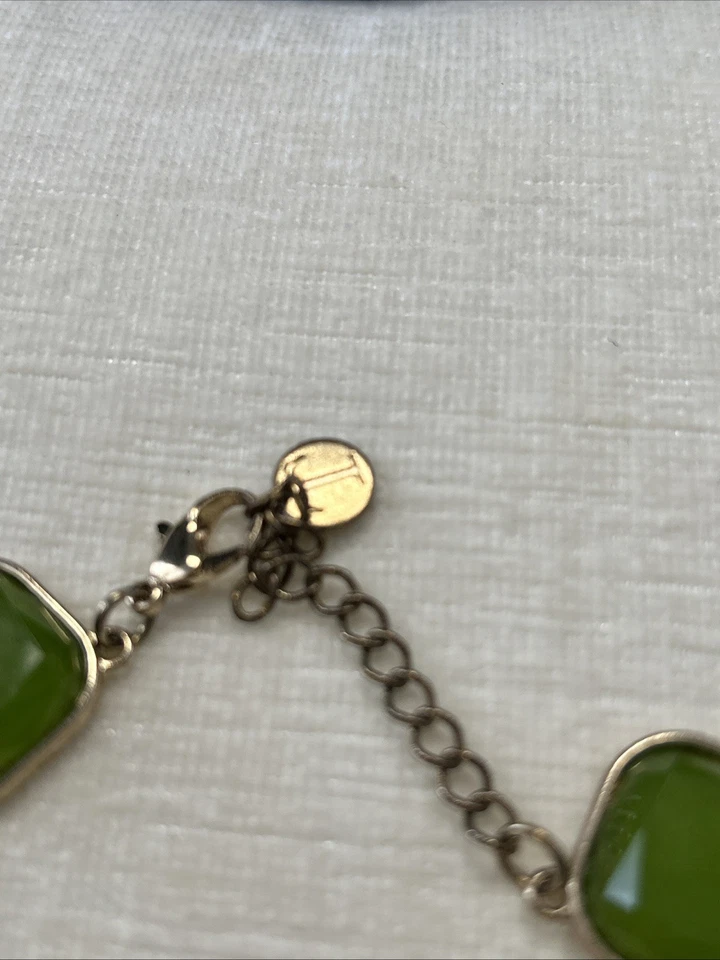 Talbot Necklace Cabochon Cushion Cut Bezel Linked Green Gemstones - Image 3 of 4