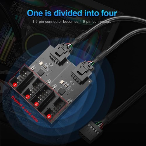 9pin internal USB 2.0 Header Splitter for pc motherboard Male 1 to 4 Female... - Afbeelding 5 van 8