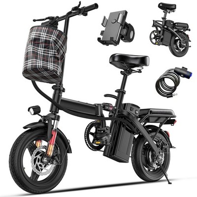 30MPH Folding Electric Bike for Adults, 750W 48V 10.4AH 14'' Commuter City Ebike