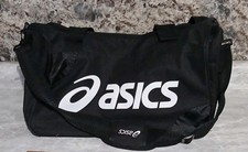ASICS Logo Sports Gym Bag Duffle, Black, 18"x19"x10", Excellent