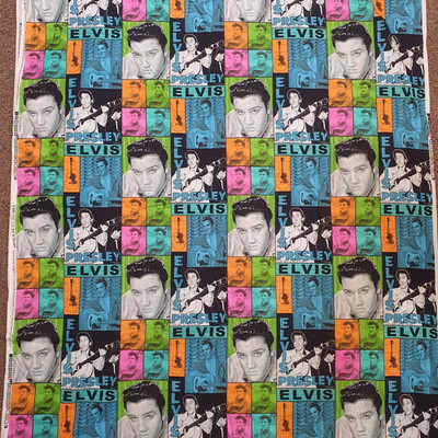 Seltener Cranston VIP Elvis Presley Neon Pop Art Stoff über 5 Meter durchgehend