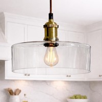 Indoor Glass Bistro Adjustable Ceiling Pendant Light Lamp Shade (Clear Round)